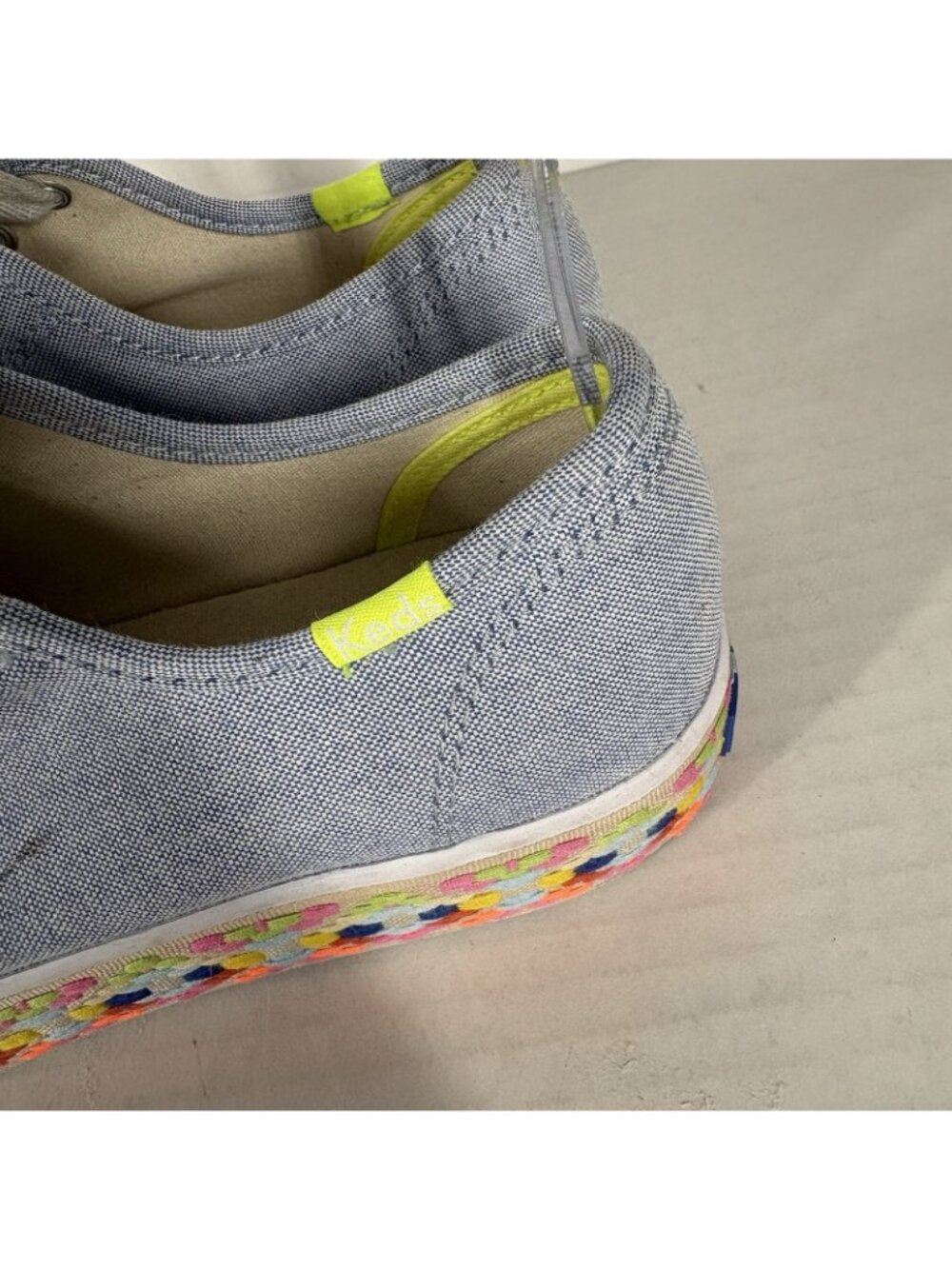 Keds Women 6 Blue Aztec Geo Embroidered Triple Kick Canvas Platform Sneakers - Picture 4 of 13
